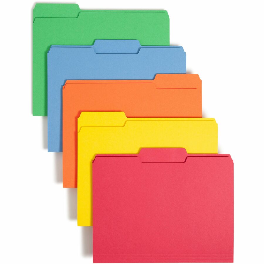 Business Source - file folder - for Letter - tabbed - bright colors,  assorted (pack of 100)