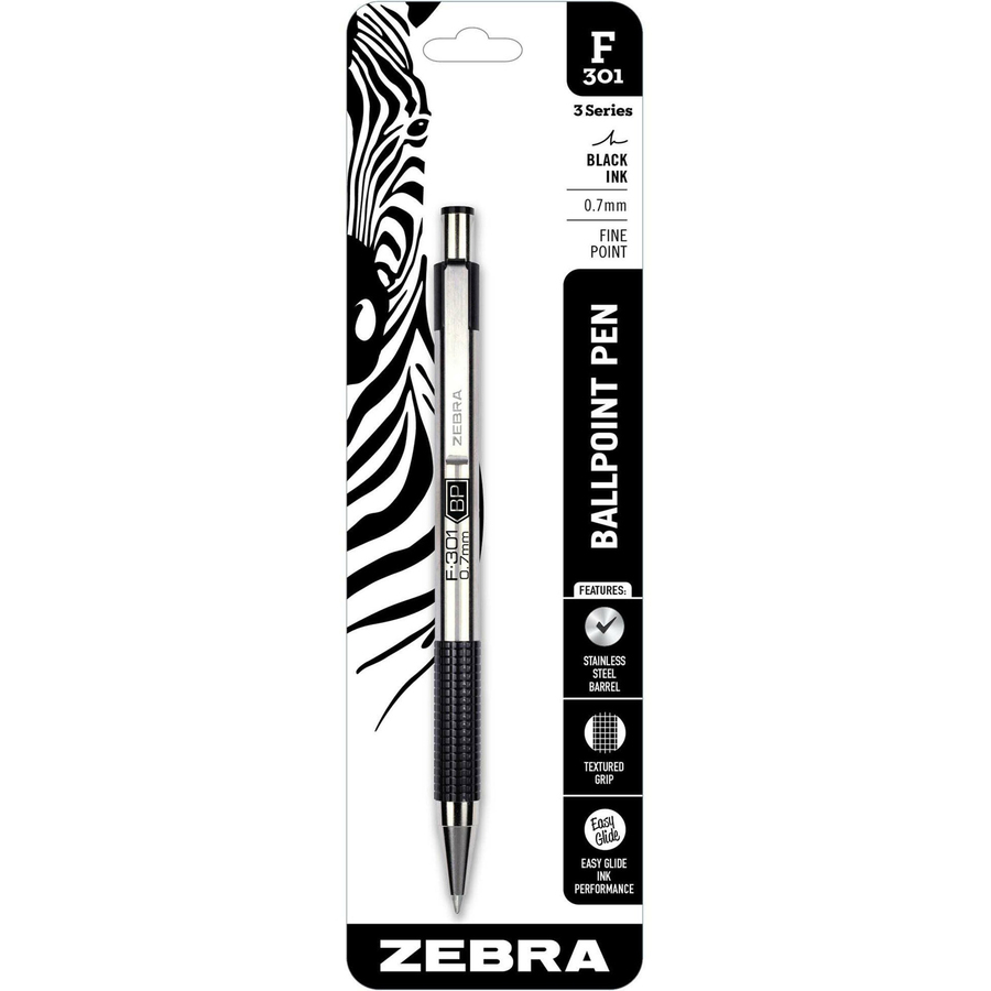 Zebra Pen F 301 Stainless Steel Pens Medium Pen Point 1 Mm Pen Point Size Refillable Retractable Black Stainless Steel Barrel 1 Each Latsons Com