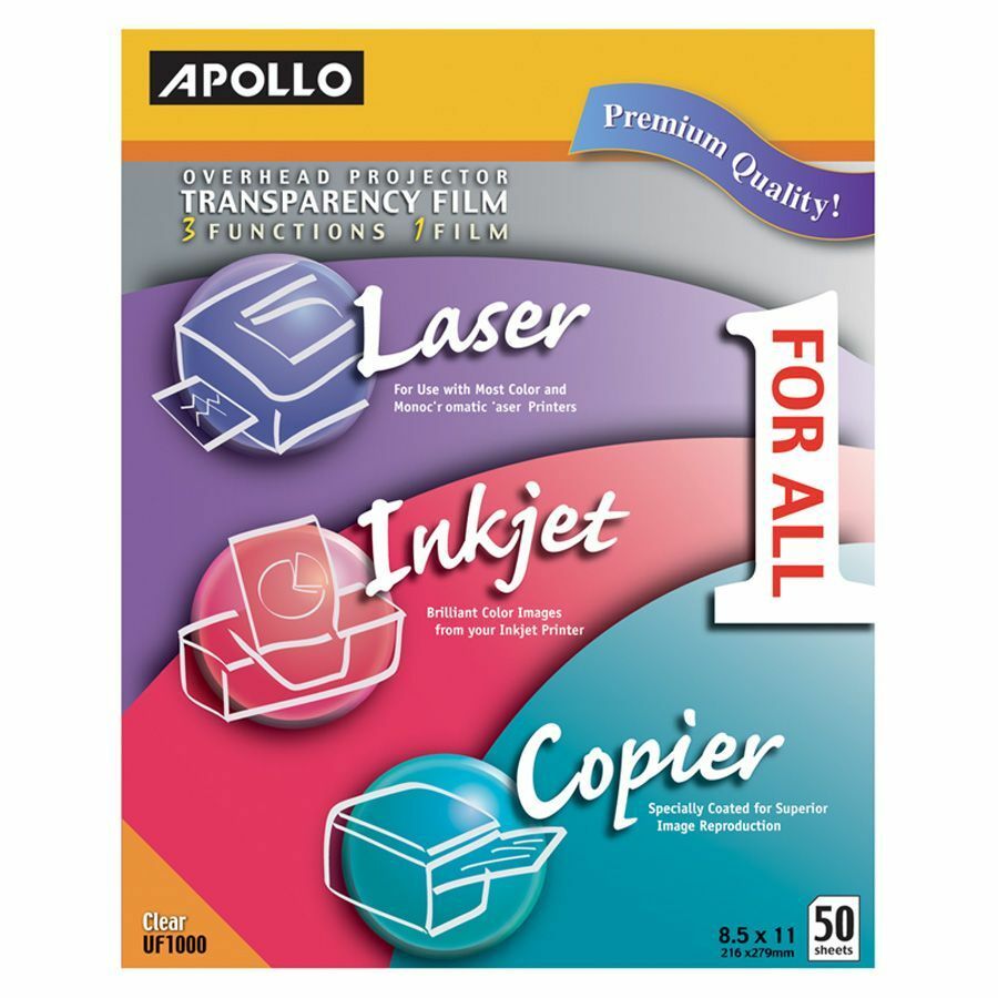 Apollo Inkjet Printer Transparency Film Clear 50/Box