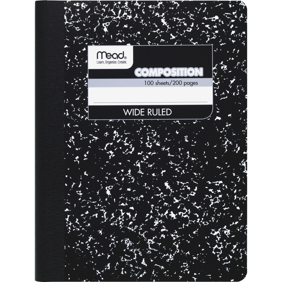 Mead Square Deal Composition Book, 100 Sheets - 7-1/2 x 9-3/4 - White  Paper - Black Marble Cover 