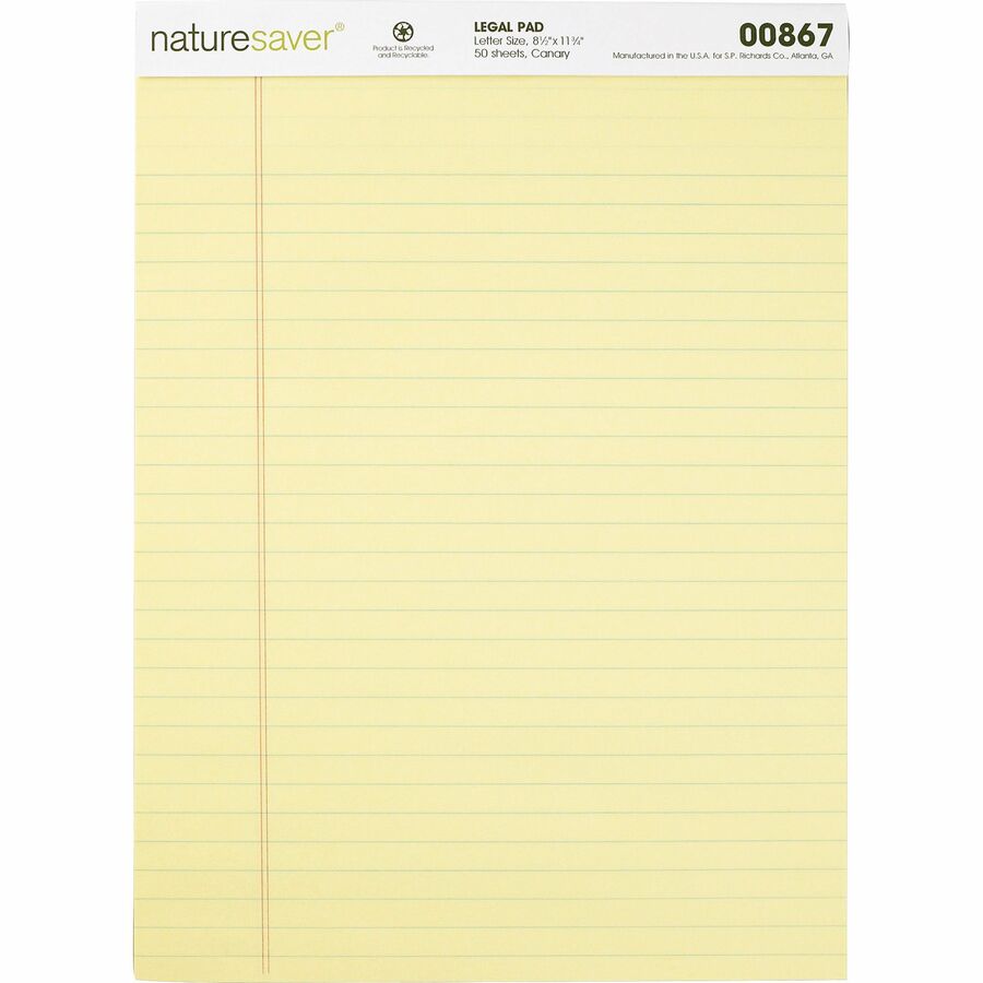 Tops The Legal Pad Ruled Perforated Pads, 5 x 8, Canary, 50 Sheets