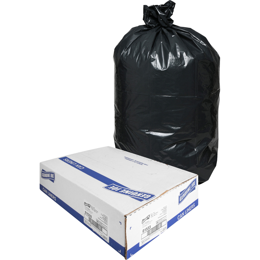 23 x 10 x 40 31-33 Gallon 3 Mil. Black Trash Bags 100 Bags/Case