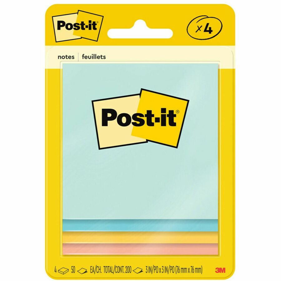 Neon Sticky Notes Adhesive Paper Removeable Notes - 76 x 76 mm - Pack of 4