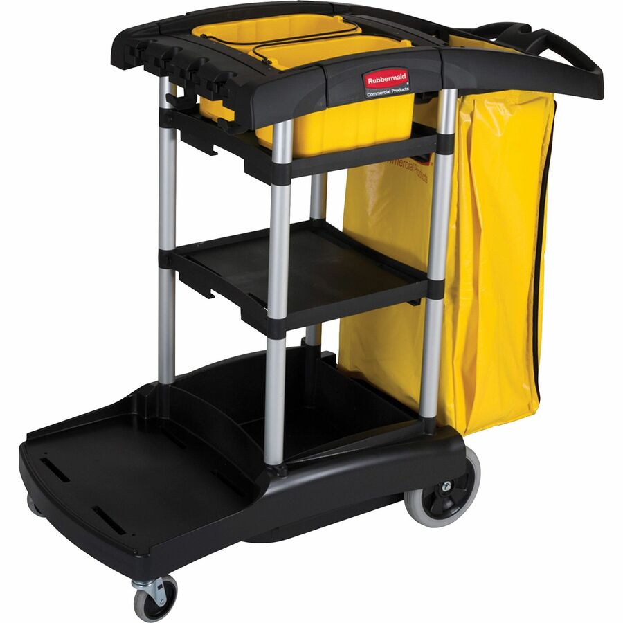 Shop Rubbermaid Commercial Products Brute 32-gal Trash Can with Wheeled  Dolly and Yellow Rubbermaid Commercial Trash Can Caddy at