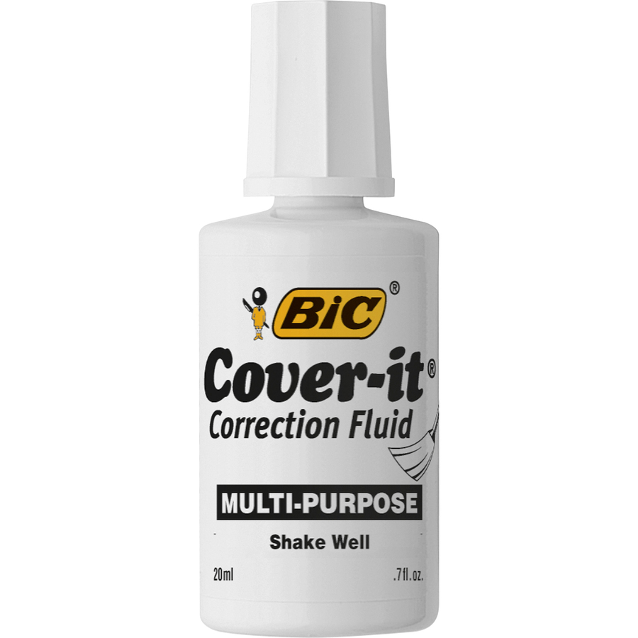 BIC Wite-Out Quick Dry Correction Fluid - Foam Wedge Applicator - 20 mL -  White - Quick Drying, Spill Resistant - 3 / Pack