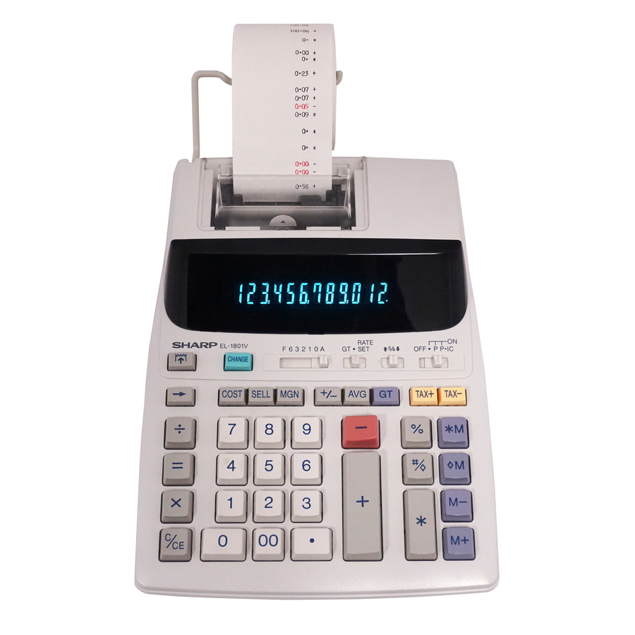 Sharp EL 1801V 12 Digit Printing Calculator Printing Calculators