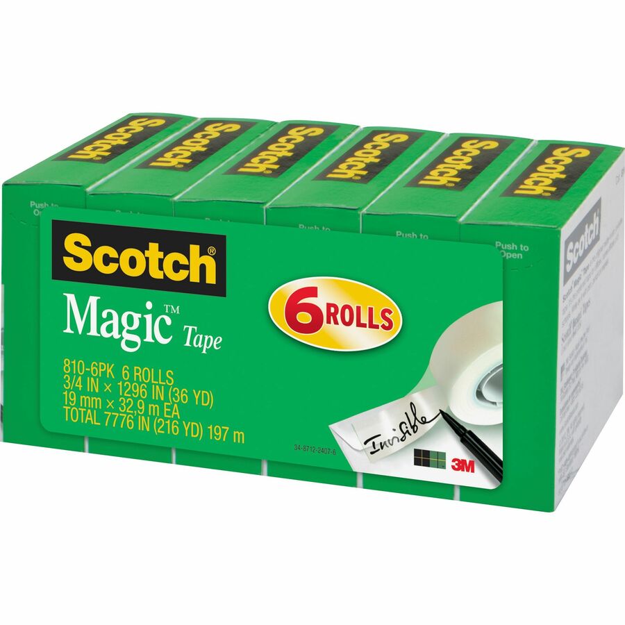 Scotch Magic Tape With Desktop Dispenser, 3/4 x 1000, Clear, Pack of 6  rolls