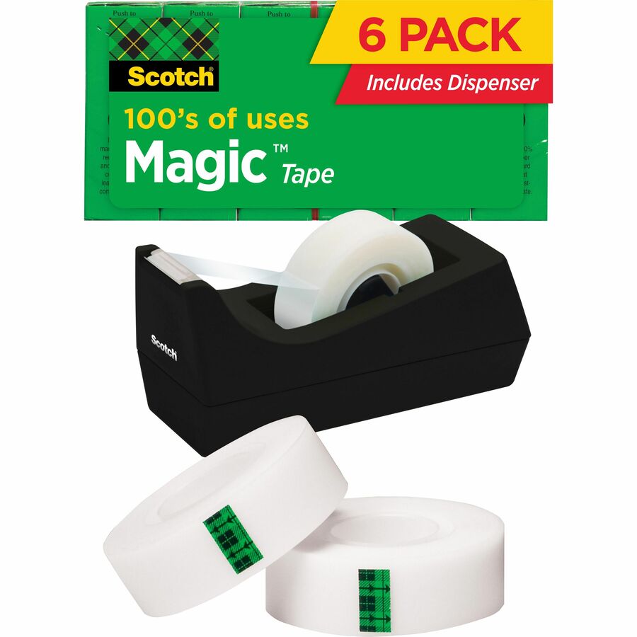 Scotch Magic Tape Value Pack w/C38 Dispenser, 3/4 x 1000, 1 Core, Clear  - 6/Pack 