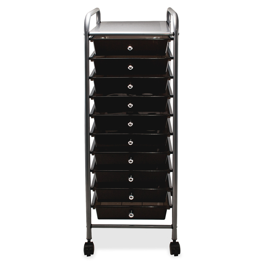 Seville Classics Black 10-Drawer Organizer Cart SHE16218KB - The