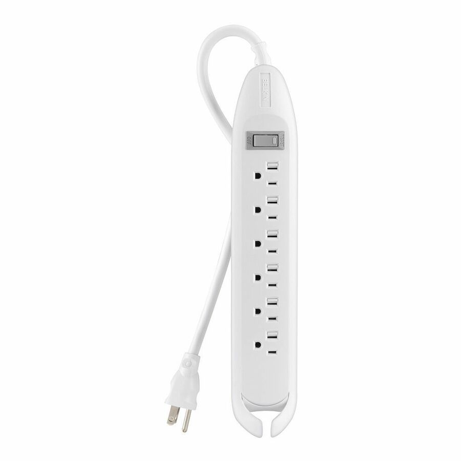 Belkin 6-Outlet Power Strip - 4ft Cord - Straight Plug - On-Off Switch - White