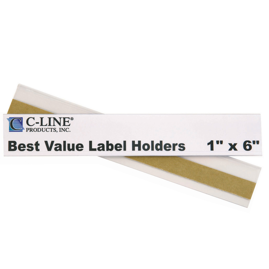 CLI87627 CLine® SelfAdhesive Label Holders, Top Load, 1 X 6, Clear