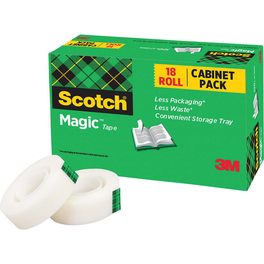 Scotch Magic Tape, 3/4 in x 650 in w/Dispenser, 1 in Core, 1 Pack