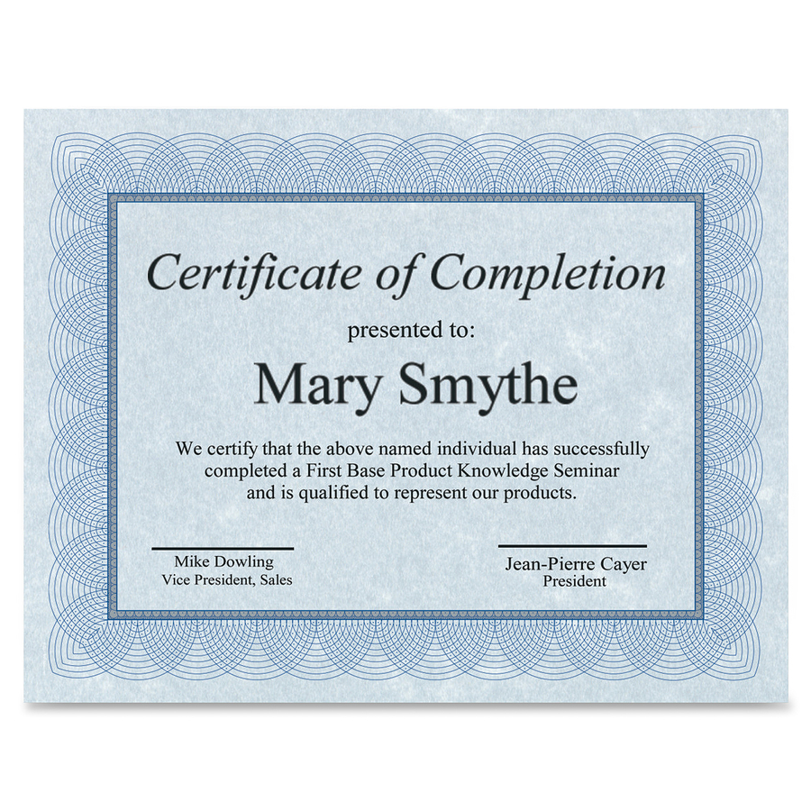 Pack of 24 Certificate of Completion 