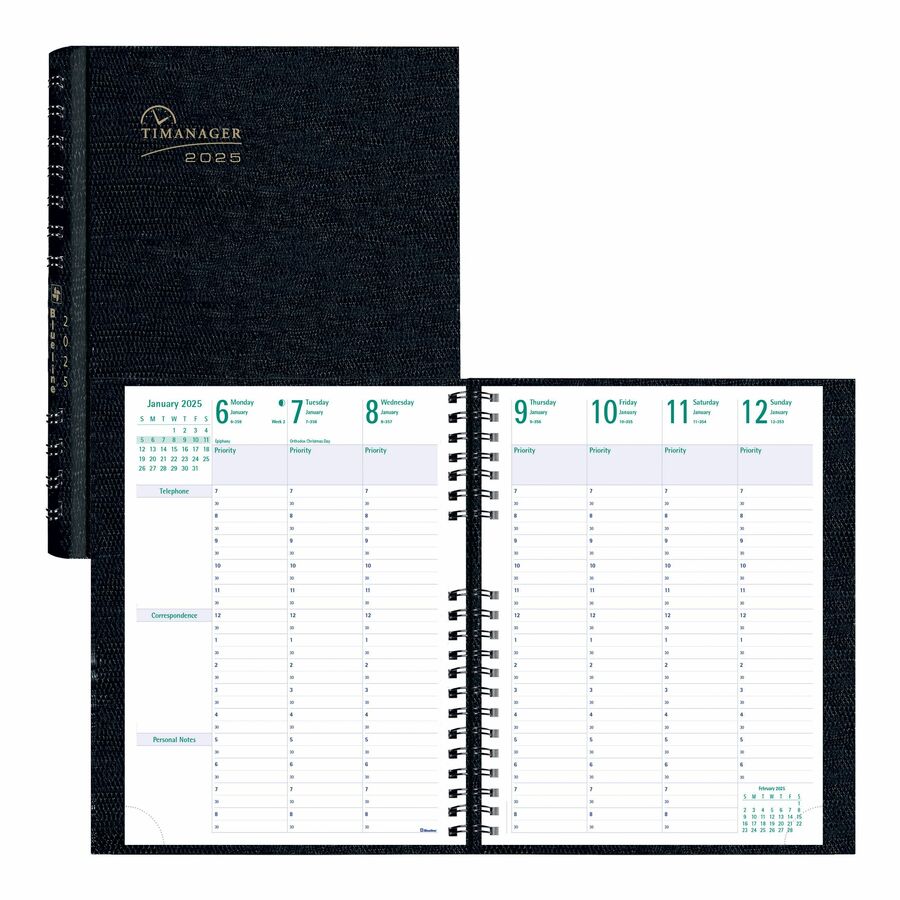 Blueline Timanager Coilpro 13-Month Weekly Planner, 11"x 8-1/2" , English