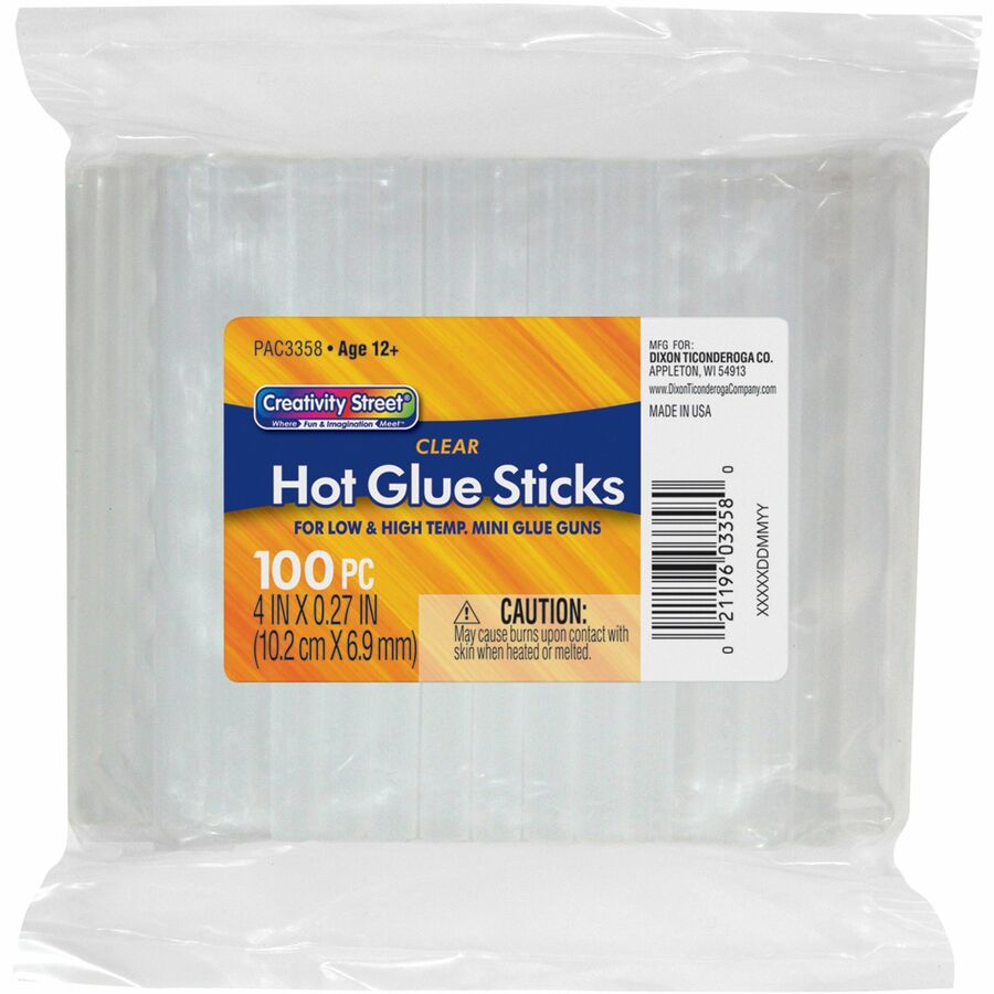 Creativity Street Glue Gun Glue Sticks, 4 x 5/16, Clear, Pack Of 12