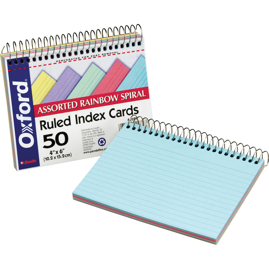 15 Pk) Oxford Color-coded Index Cards 4x6