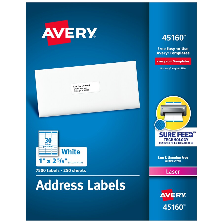 Avery White Mailing Labels AVE 45160 RROfficeSolutions