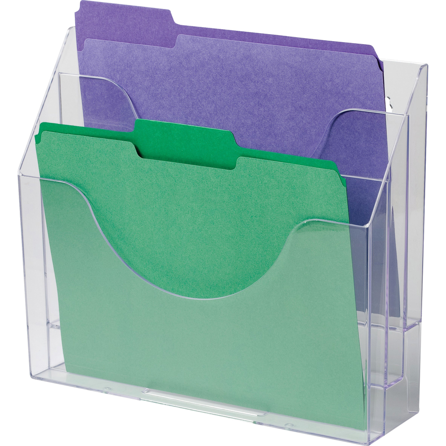 Rubbermaid Three-Pocket File Folder Organizer Plastic 13 x 3 1/2 x 11 1/2 Clear 