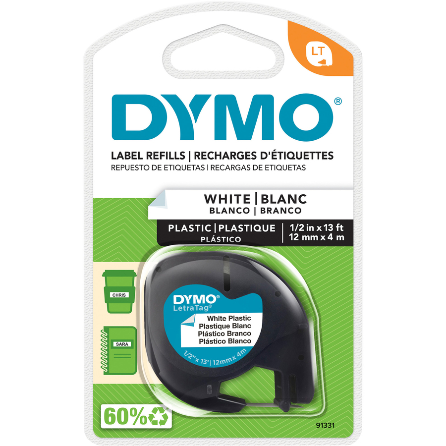 Black on White Dymo LetraTag LT-100H Plus Label Maker ABC Keyboard and LetraTag Labelling Tape of 12 mm x 4 m Paper
