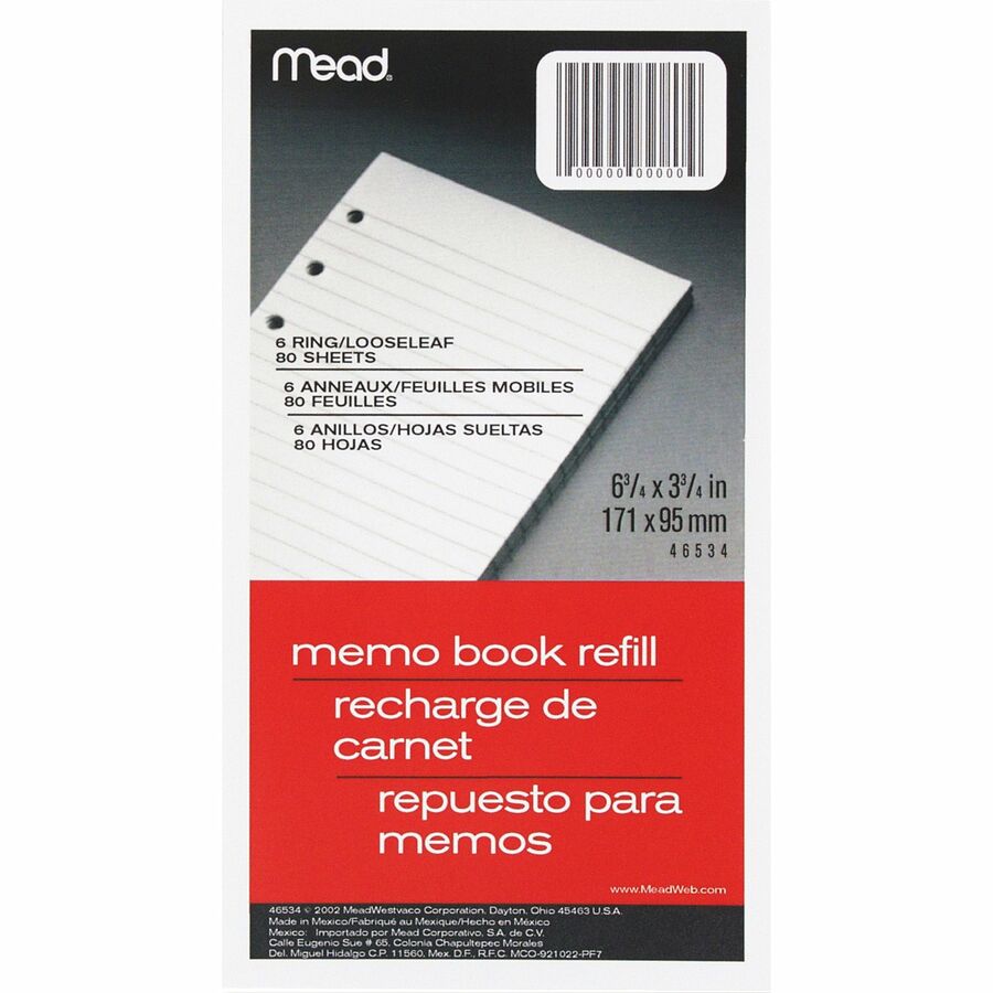 Mead 46534, Mead Memo Book Refill Paper, MEA46534, MEA 46534 - Office Supply  Hut