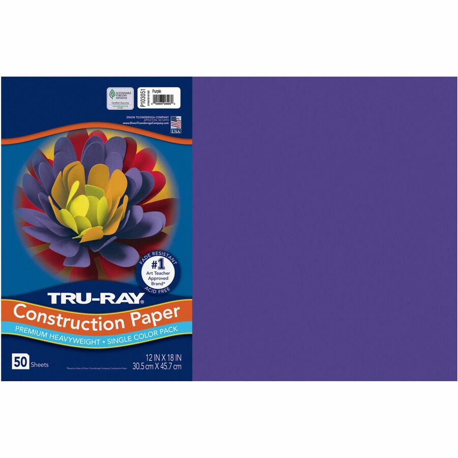 TruRay Purple Construction Paper (25 Packs Per Case) [103051]