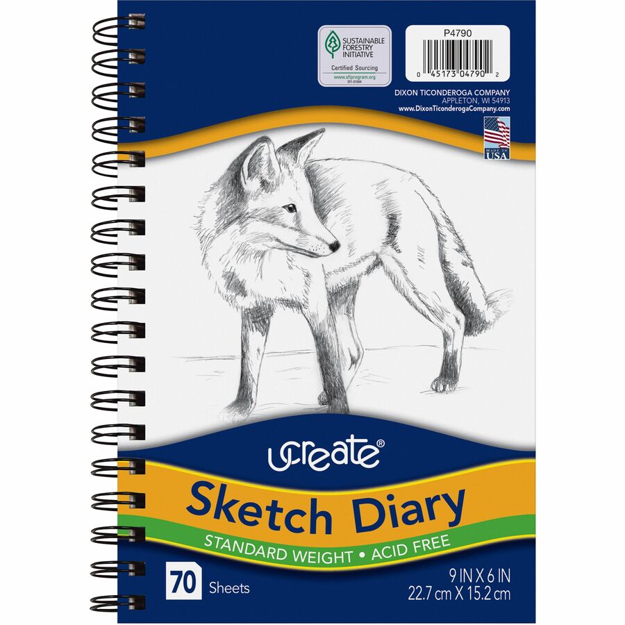 UCreate Poly Cover Sketch Book, Heavyweight, 9 x 6, 75 Sheets, Pack of 3