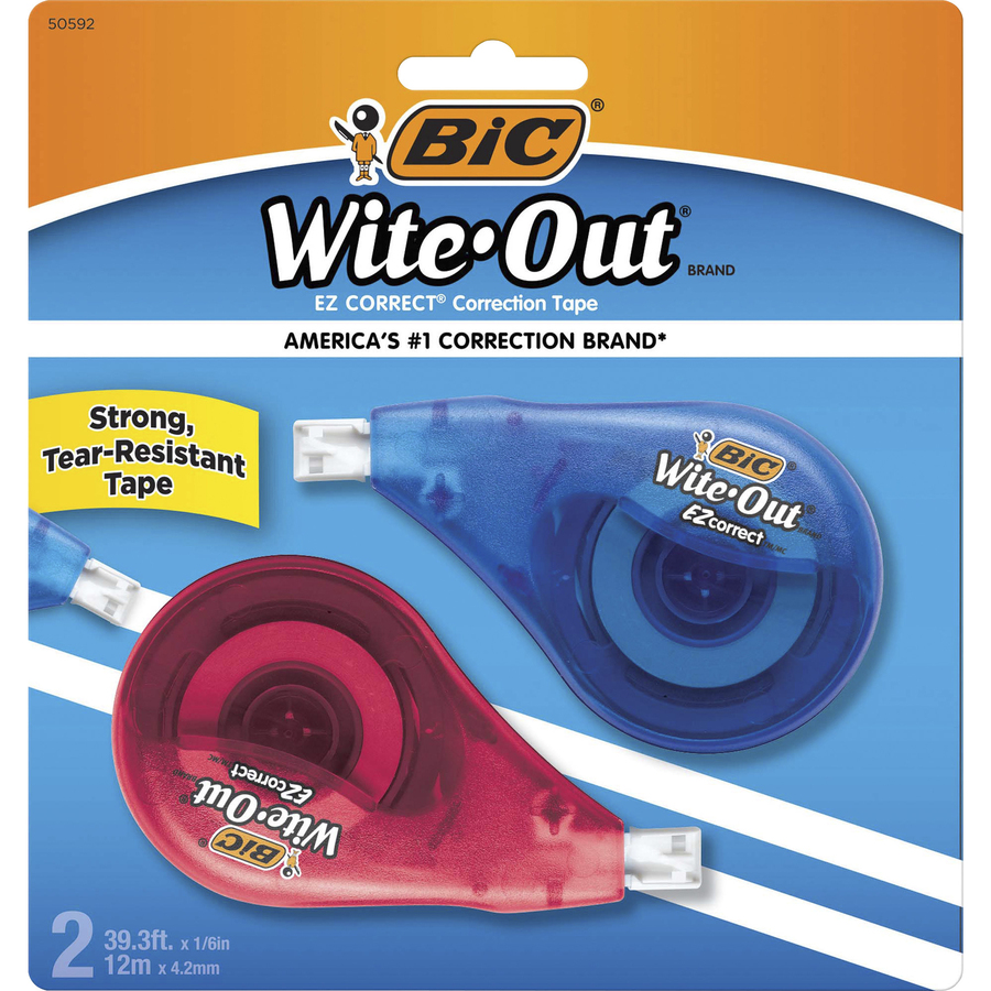 BIC Wite-Out EZ CORRECT Correction Tape - 0.17 Width x 33.14 ft Length - 1  Line(s) - White Tape - Non-refillable - 2 / Pack - White - Bluebird Office  Supplies