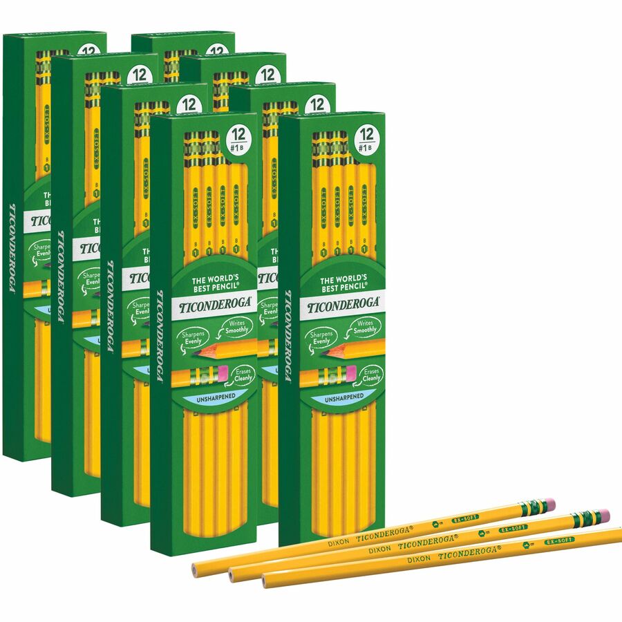 Ticonderoga No. 4 Pencils - #4 Lead - Black Lead - Yellow Cedar Barrel - 1  Dozen