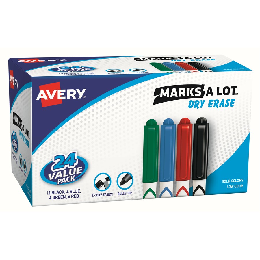 Marks-A-Lot® Desk-Style Dry Erase Markers, Chisel Tip, Assorted