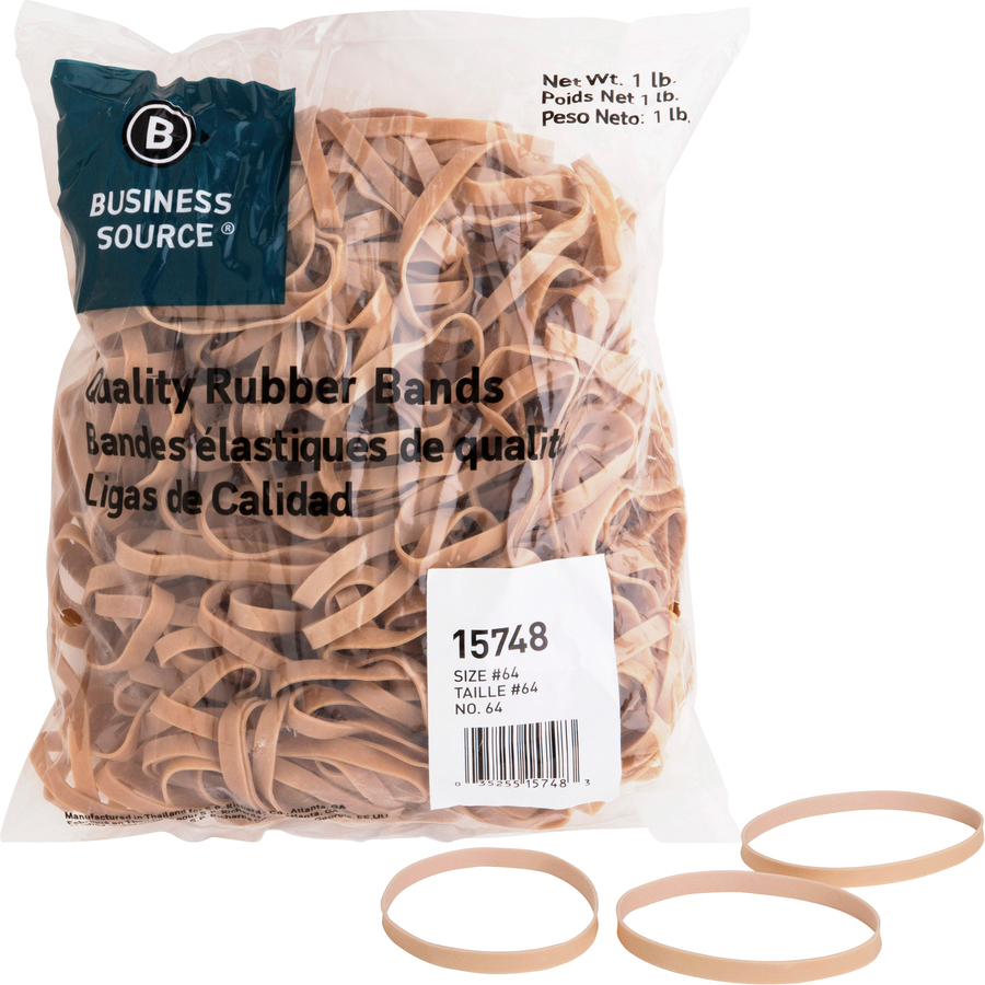 Business Source 15749 Rubber Bands Size 73 5 lb  3 in.x3/8 in.,Natural Crepe 