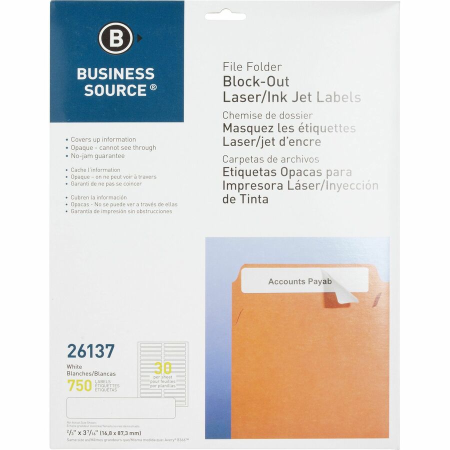 BSN26137 Business Source Business Source BlockOut File Folder Labels