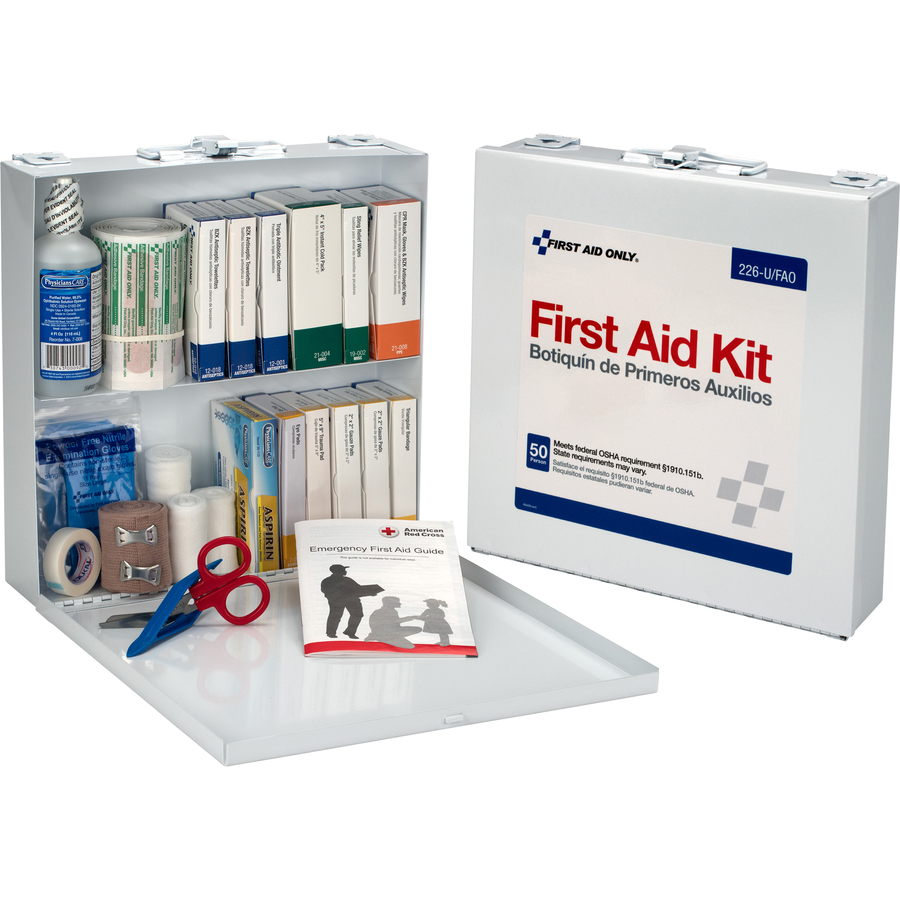 Fao226u First Aid Only 196 Piece Worksite First Aid Kit 196 X Piece S For 50 X Individual S 10 8 Height X 11 Width X 2 3 Depth Plastic Case 1 Each Office Supply Hut