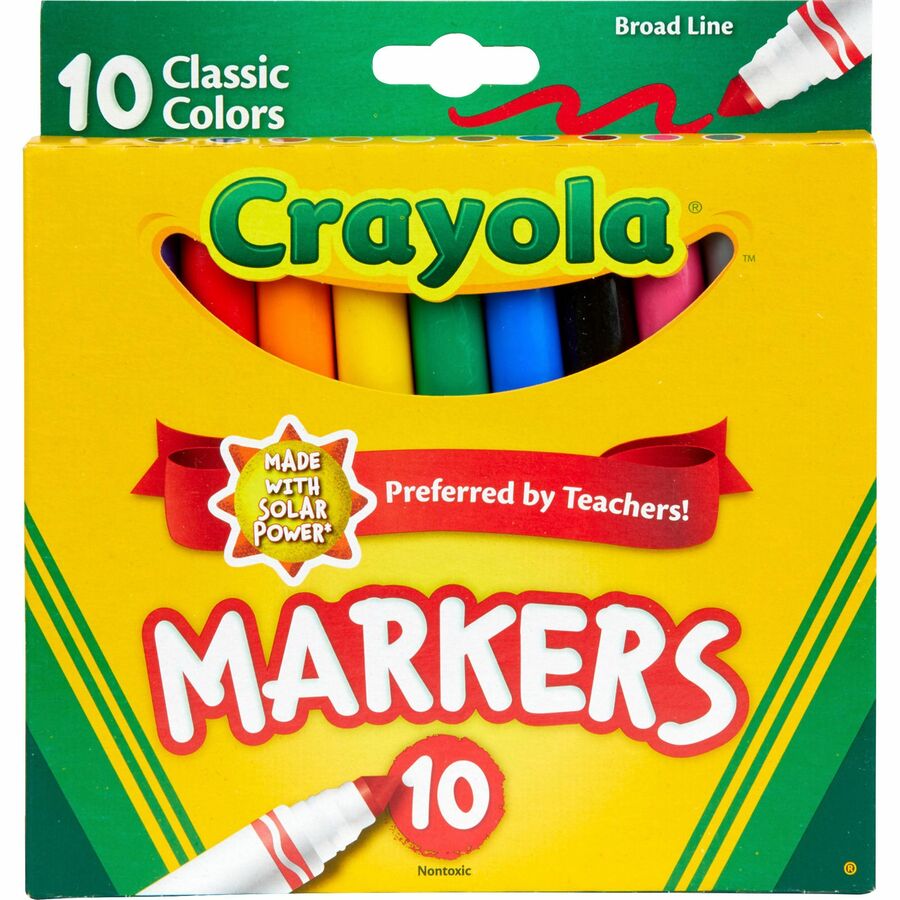 Crayola Classic Bundle: 3 Items - Crayons (24 Count), Broad Line Markers  (10 Count), Colored Pencils (12 Count)