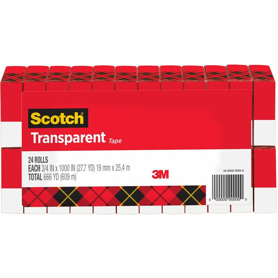 Scotch® Transparent Tape, 3/4 x 1000