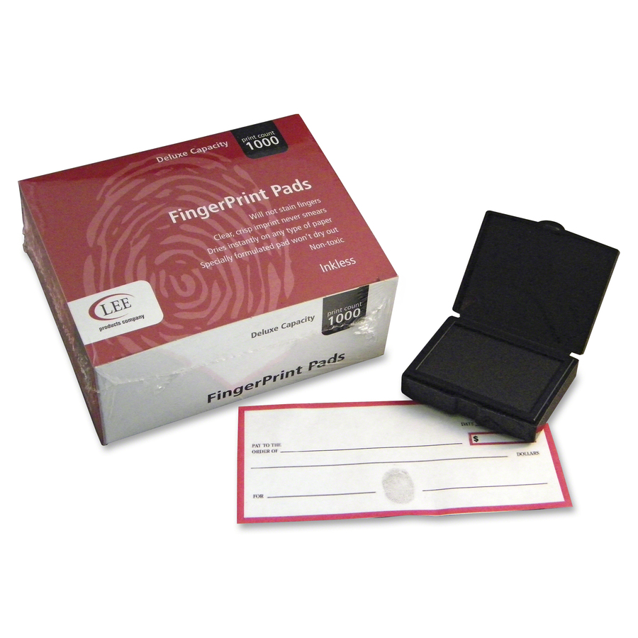 SICURIX Adhesive Fingerprint Ink Pad - 1 Each - 1.5 Height x 1.5 Width x  1.5 Depth - Black Ink - Black - Filo CleanTech