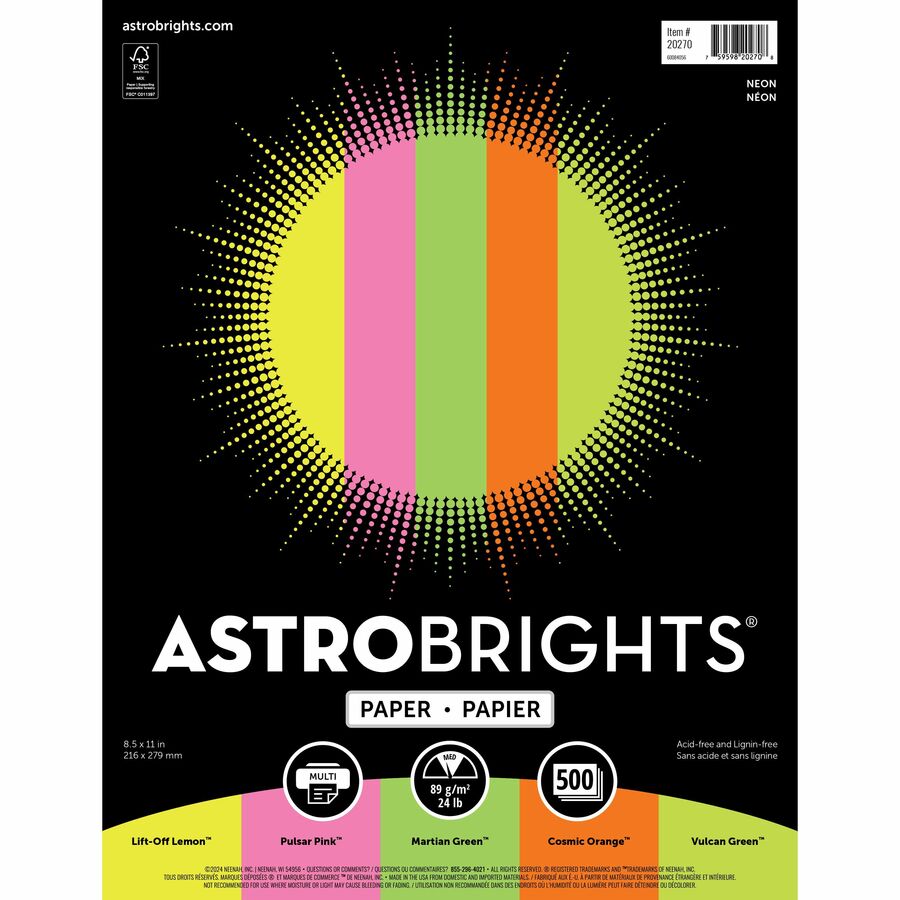 Astrobrights Color Paper - Neon 5-Color Assortment 