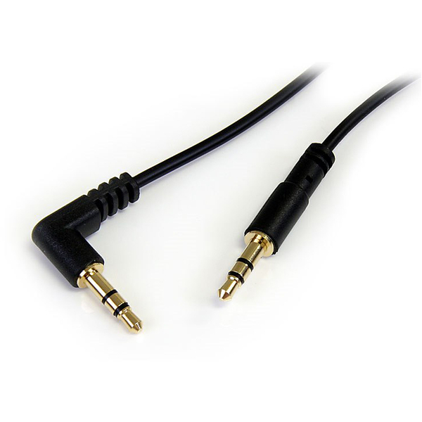 STARTECH Slim 3.5mm to Right Angle Stereo Audio Cable - M/M - 3 ft.