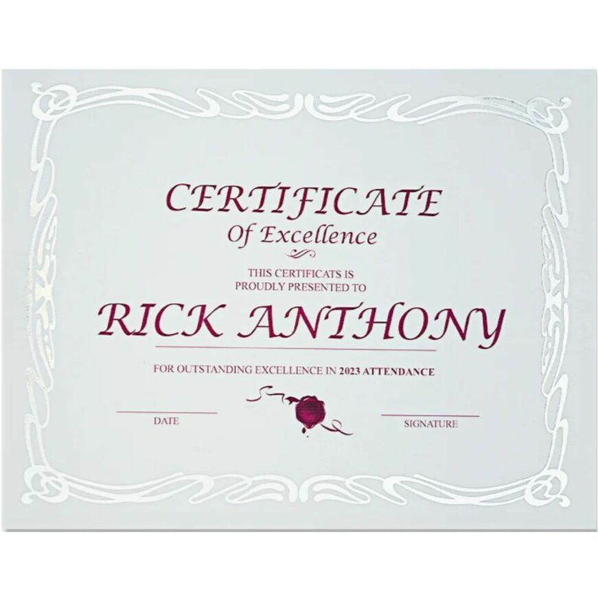 St. James&reg; Certificate with Silver Foil