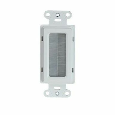 White ON-Q cable access strap for tidy low-voltage wall cable routing