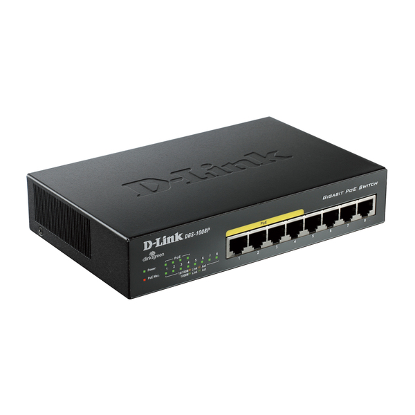 D-LINK Business (DGS-1008P) Gigabit 8-port PoE Switch with Metal Chass