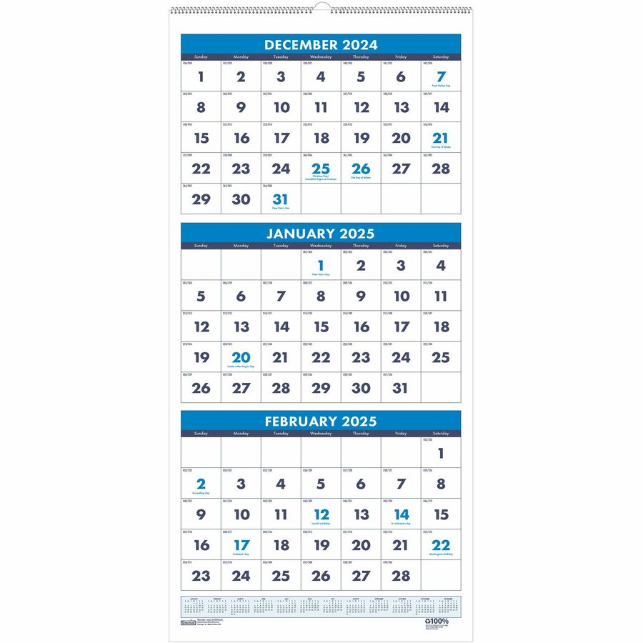 house-of-doolittle-3-month-vertical-17-wall-calendar-julian-dates-monthly-14-month