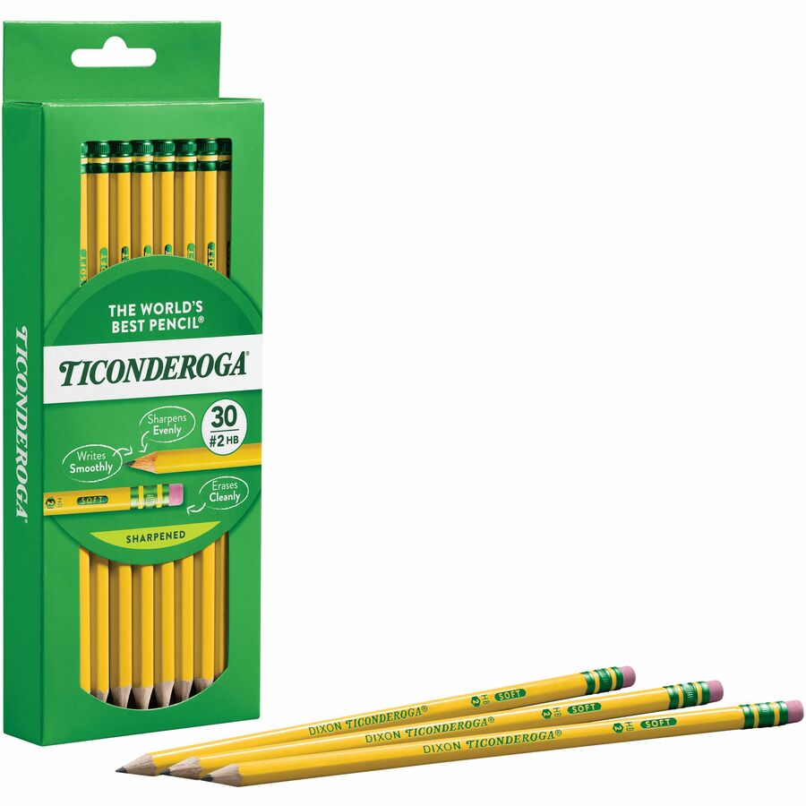 Ticonderoga Pre-Sharpened Pencil, #2, Yellow Barrel - 30 count