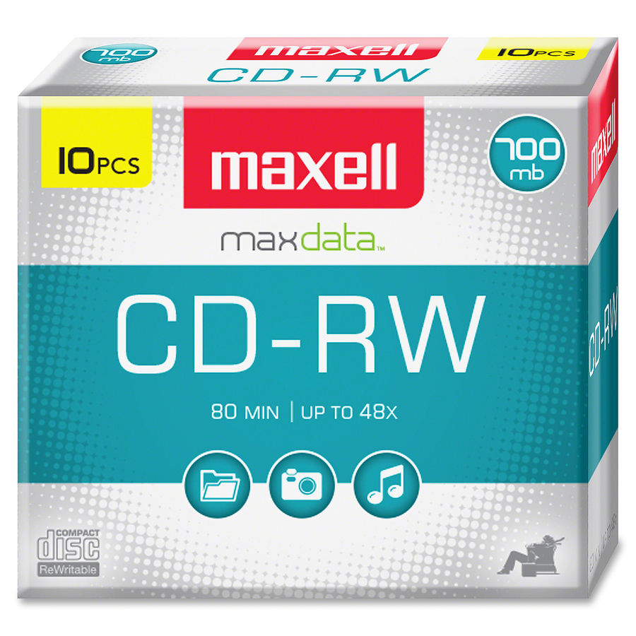 CD r&eacute;inscriptible - CD-RW - 4x - 700 Mo - 10 emballage Maxell