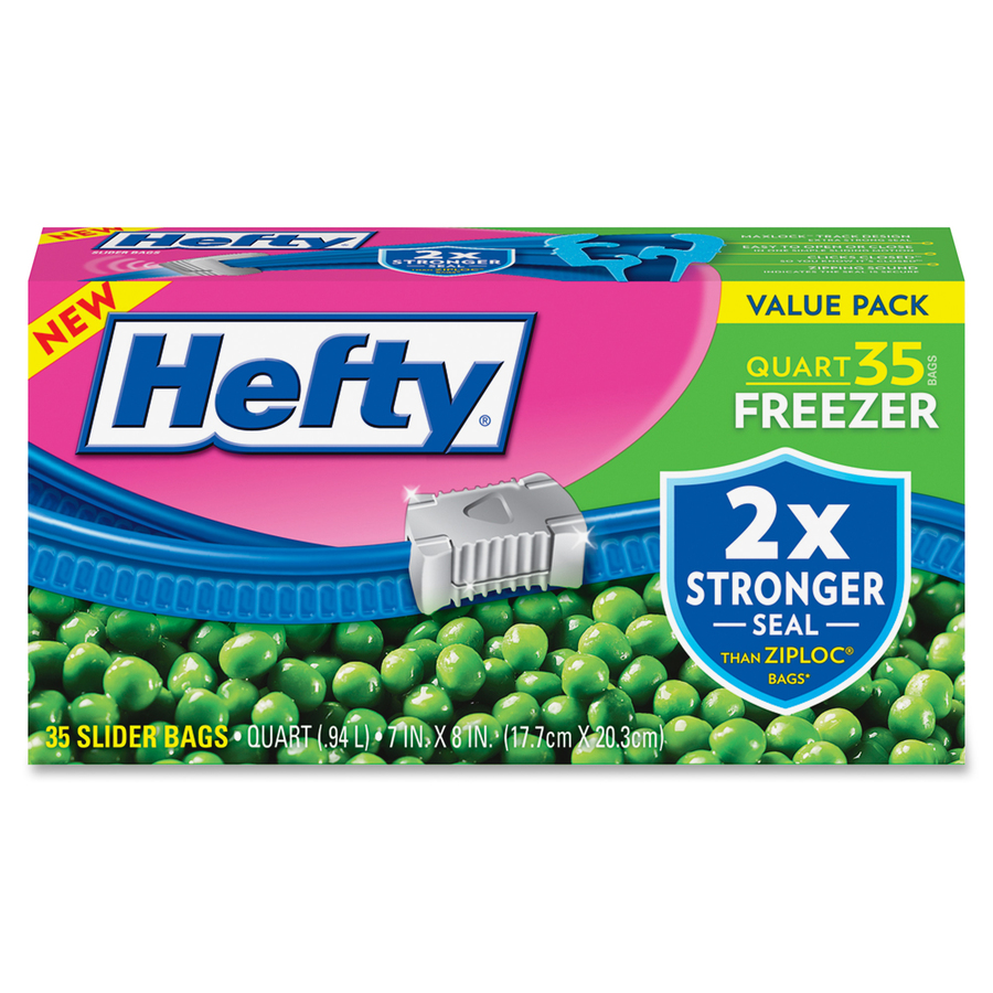 Hefty Slider Bags, Freezer, Quart, Value Pack 35 ea