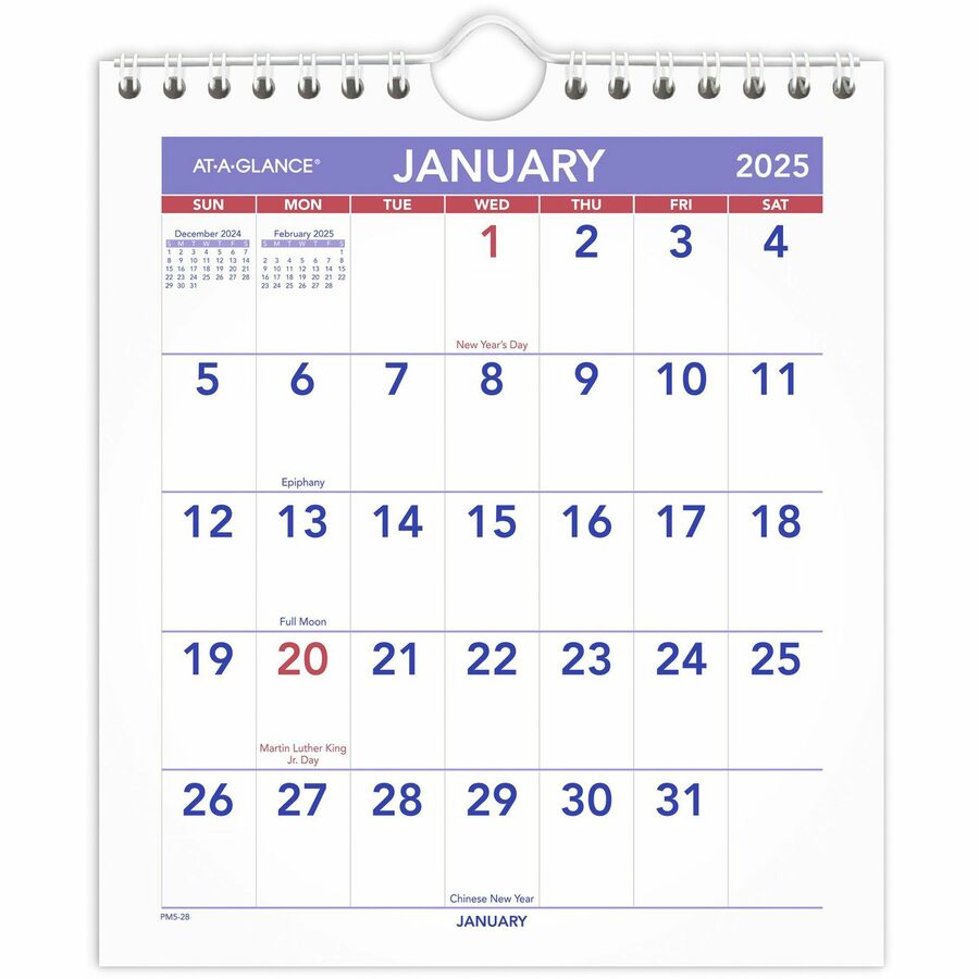 At A Glance Mini Wall Desk Monthly Calendar Julian Dates Monthly 