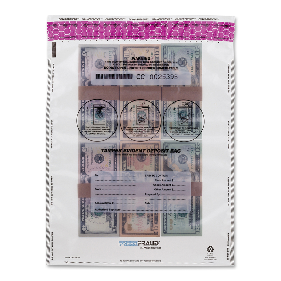 MMF236210420 MMF Industries™ Freezfraud TamperEvident Deposit Bags