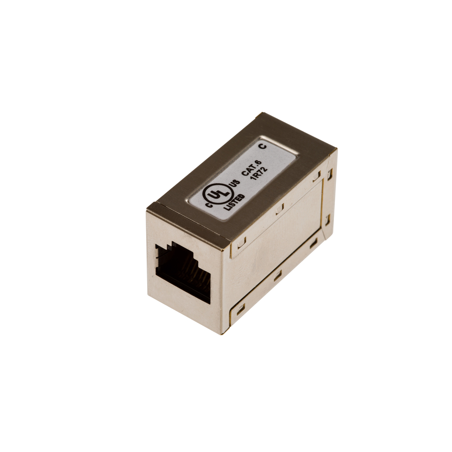 AXIS Network Cable Coupler Indoor - 1 x RJ-45 Network Female - 1 x RJ-45 Network Female - Gold Contact - White, Brushed Steel - 1