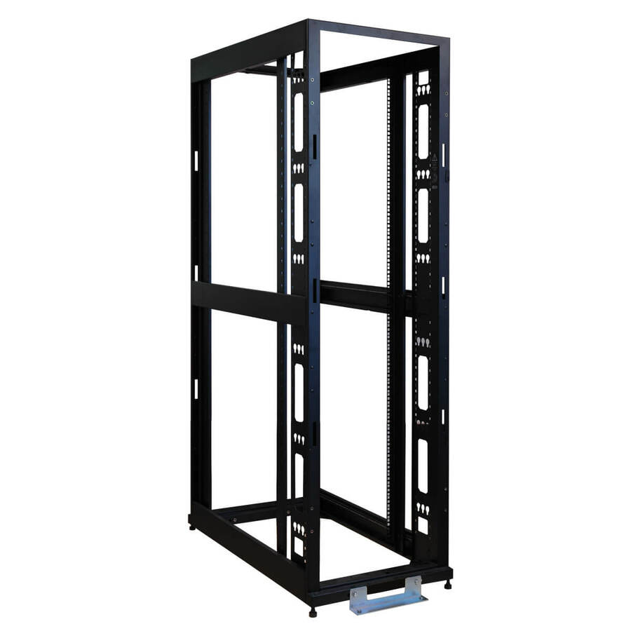 Tripp Lite 48U 4-Post SmartRack Premium Open Frame Rack (No Sides, Doors Or Roof) - 48U Rack Height x 19" (482.60 mm) Rack Width - Black - 1360.78 kg Dynamic/Rolling Weight Capacity - 1360.78 kg Static/Stationary Weight Capacity