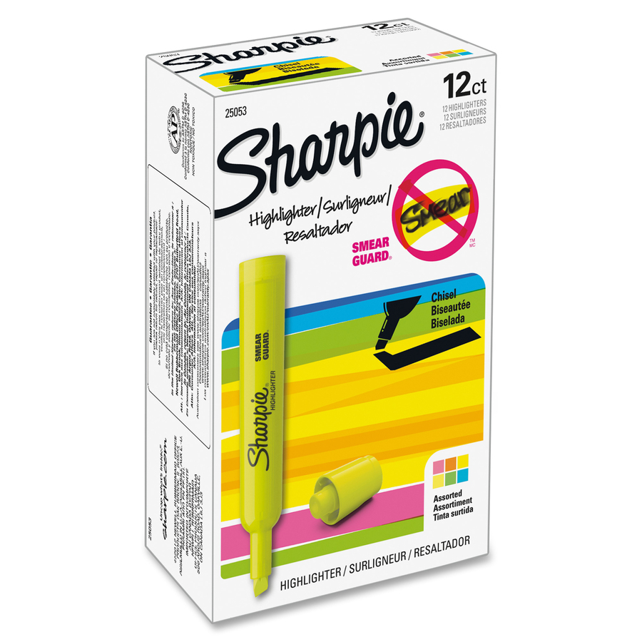 Sharpie SmearGuard Tank Style Highlighters (Fluorescent Yellow) - 36/Pack  (1920938)