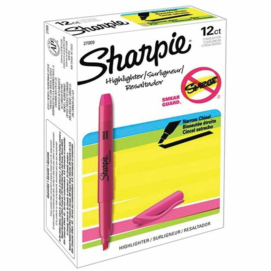 LOT OF 8 Sharpie Pocket Highlighters Smearguard Ink Slim Shape Assorted  Colors